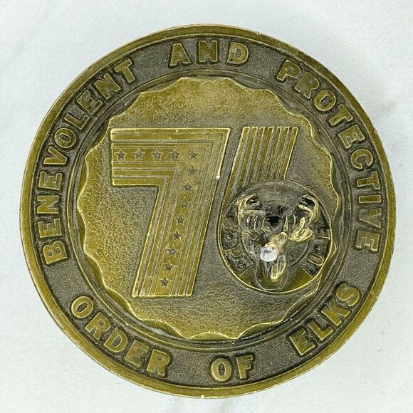 Adezy Vintage 1975 Benevolent Protective Order of Elks BPOE Belt Buckle - Picture 1 of 11